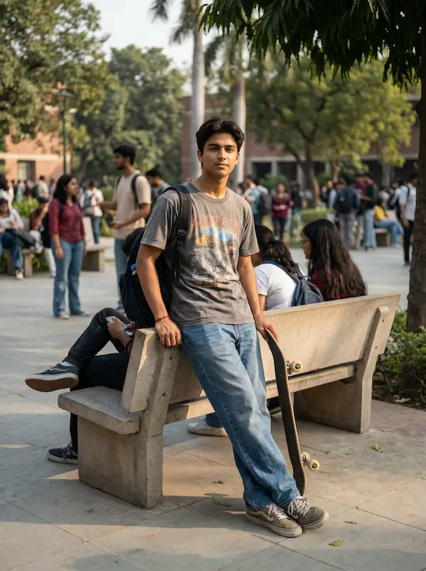 AI-styled College outfit — look 6 generated by Style Math AI