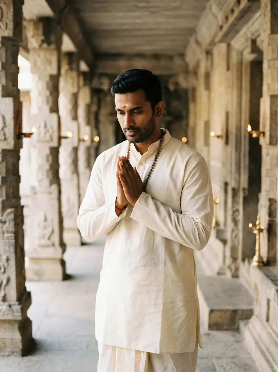 Pooja / Temple — Devotion, simplicity, grace.